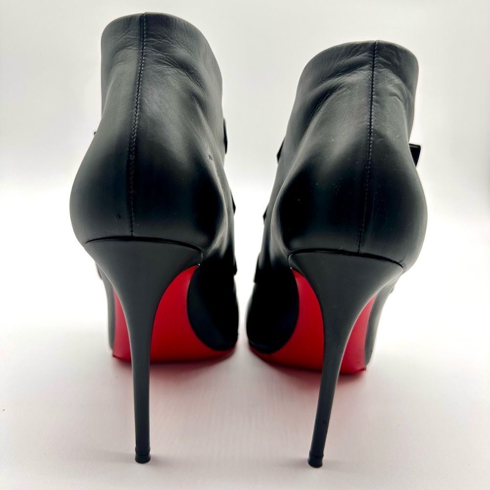 Christian Louboutin Black Leather Triniboot Stiletto Booties High Heels EU37.5 - Picture 4 of 12